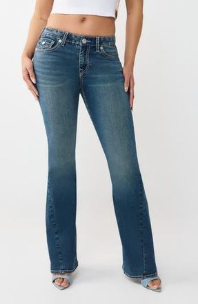 True Religion Joey Big T Flap Pocket Flare Leg Jeans in Medium Blue Comet Wash at Nordstrom Rack, Size 32