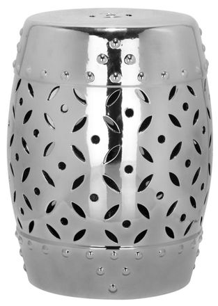 Safavieh Taburete de jardin en ceramica plateada