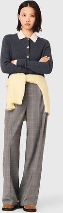 Maje Round-neck Rib Knit Cardigan - Grey - Maje