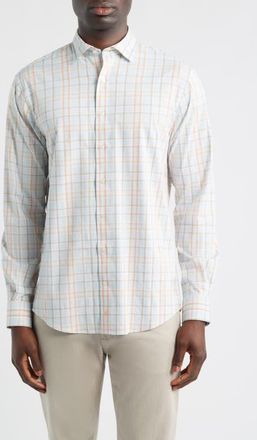 Johnnie-O Texel Open Check Everyday Performance Button-Up Shirt in Breeze at Nordstrom, Size Xx-Large