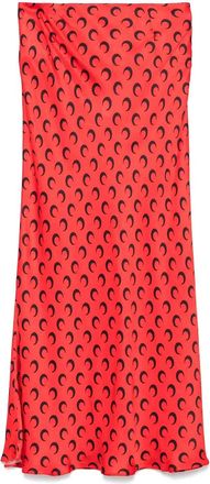 Marine Serre Crescent Moon-Print Satin Midi Skirt