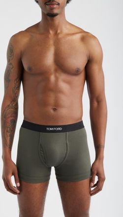 Tom Ford 2-Pack Cotton Jersey Boxer Briefs in Black/military Green at Nordstrom, Size Xx-Large