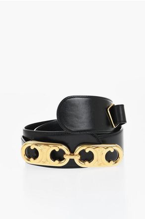 Celine Cintura in Pelle con Fibbia Monogram con Finish Dorato 45mm taglia 75