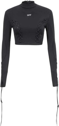Off-white Logo Print Longsleeve Crop Top - Dames - Longsleeves - Zwart - XS - Tops