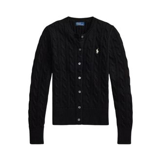 Ralph Lauren C&aacute;rdigan de Punto Trenzado con Cuello Redondo y Cierre de Botones - Knitwear - Mujer - Negro - XS