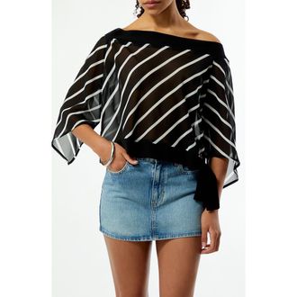 PacSun Ken Stripe One-Shoulder Top in Black Stripe at Nordstrom, Size Xx-Small