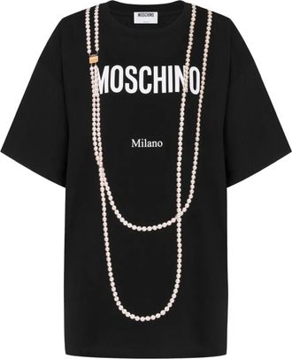 Moschino T-shirt met logoprint - Zwart