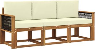 vidaXL Conjunto De Sof&aacute;s De Exterior 3 Uds. Natural Y Crema Vidaxl
