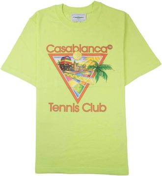 Casablanca Womens Afro Cubism Tennis Club Printed T-Shirt In Pale Green