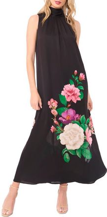 Ted Baker Anna Placed Floral High Neck Maxi Dress in Rich Black at Nordstrom, Size X-Large