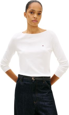 Tommy Hilfiger Womens Cotton Jersey Stitch Boat Neck Jumper, White (Ecru), S