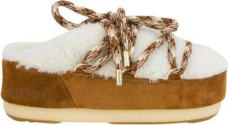 Moon Boot Pantoffels Flats - Dames - Slip ons - Bruin - 41 EU - Leer - Schoenen