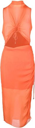 Patrizia Pepe Lange Voile Jurk - Dames - Casual kleedjes - Oranje - M - Kleedjes