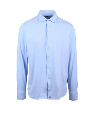 Sonrisa Light Blue Stretch Casual Shirt With Button-Down Front