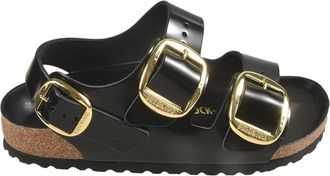 Birkenstock Milano Shine Zwarte Sandalen - Dames - Sandalen - Zwart - 37 EU - Schoenen