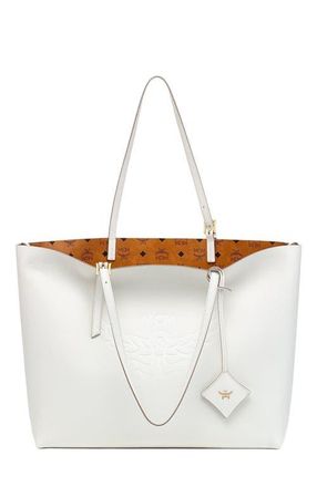 MCM Himmel Shopper in Embossed Logo Leather in Egret at Nordstrom