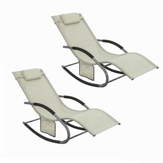SoBuy 2x muebles de jardin mecedora silla tumbona de exterior reclinable