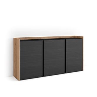 Skraut Home Aparador efecto madera negro y roble 156x35x80cm con Led
