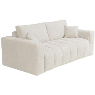 Vente-Unique Divano letto 4 posti a ribalta Posto letto 160 cm Materasso 13 cm in Tessuto bouclette Beige - ISSORO