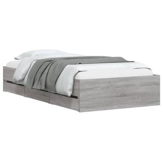 Berkfield Home Modern Bed Frame with Drawers without Mattress Grey Sonoma 100x200 cm