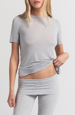 SKIMS Sheer Modal Long T-Shirt in Heather Grey at Nordstrom, Size Xx-Small