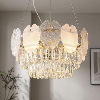 Globo Lighting Lampadario a sospensione in cristallo lampada da soffitto lampadario in vetro lampada da soggiorno 8 fiamme, metallo cromato, 8x prese E14, DxH