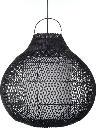 Oresteluchetta L&aacute;mpara de techo de fibra natural negra 60x60x60 cm