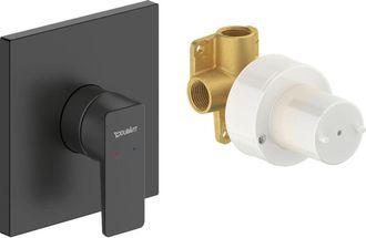 Duravit Duravit - Grifo Mezclador De Ducha Empotrado Manhattan Square, Negro Mate + Cuerpo Empotrado - Sin Desviador - 13 X 7,6 X 13 Cm Negro Mate