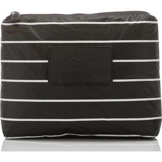 Aloha Collection Small Pinstripe Water Resistant Tyvek Zip Pouch in White/black at Nordstrom Rack
