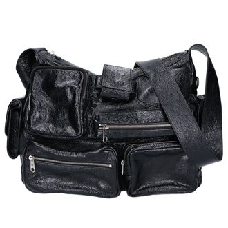 Balenciaga Black Leather Messenger Bag Shoulder Bag (Pre-Owned)