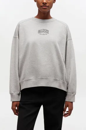 Ganni Grey Essential Crewneck - Size L Organic Cotton