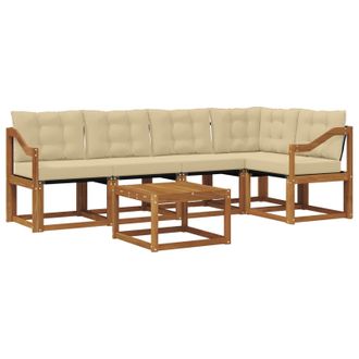 vidaXL Conjunto De Sof&aacute;s De Exterior Con Coj&iacute;n 6 Pcs Natural Y Beige Vidaxl