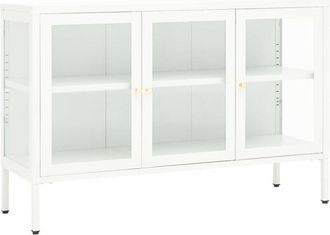 vidaXL Aparador De Acero Y Vidrio Blanco 105x35x70 Cm Vidaxl