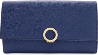 Bulgari Blue Leather Long Wallet (Bi-Fold) (Pre-Owned)