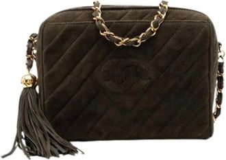 Chanel Pre-owned Quilted Suede Crossbody Bag - Dames - Vintage Schoudertas - Groen - ONE Size - Leer - Vintage