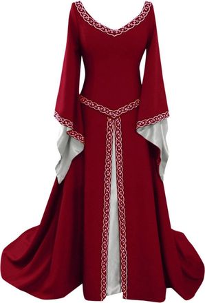 Generic Victorian Dress for Women Plus Size Halloween Medieval Pirate Long Sleeve Historical Retro Renaissance Costume Gothic Maxi Evening Ladies Dresses Loli