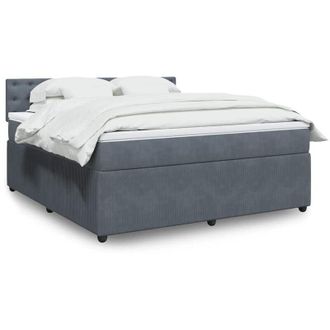 vidaXL Vidaxl - Cama Box Spring Con Colch&oacute;n Terciopelo Gris Oscuro 180x200 Cm
