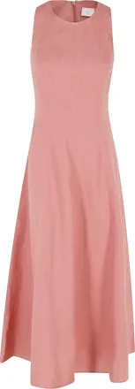 Eleventy Coral Long Sleeveless Round-Neck Linen Maxi Dress