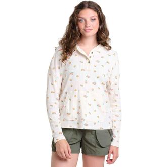 Toad & Co Foothill Pointelle Long Sleeve Hoodie in Salt Nasturtium Print at Nordstrom, Size X-Small