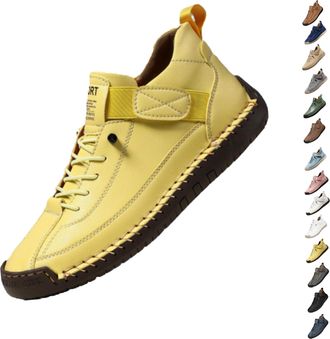 Generic Emiline Comfortable Orthopedic Sneakers, Flat Shoes with Arch Support, Handmade Leather Comfy Shoes (Yellow,11.5)