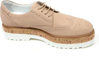 Hogan Derby schoen met kurken sleehak - Dames - Veterschoenen - Beige - 37 1/2 EU - Schoenen