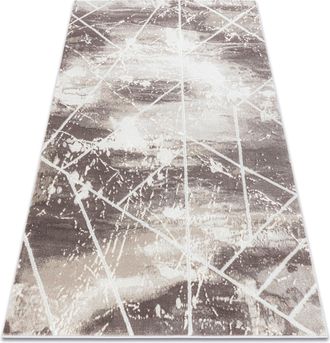 RugsX Rugsx - Alfombra Core 1818 Geom&eacute;trico - Estructural, Dos Niveles De Vell&oacute;n, Marfil / Blanco Beige 160x220 Cm