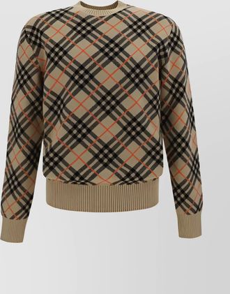 Burberry check pattern crew neck sweater