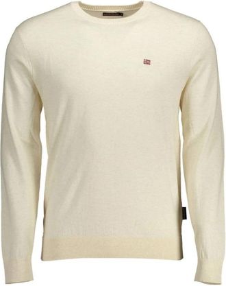 Napapijri Long-sleeve Crew Neck Sweater - Heren - Ronde hals truien - Beige - 2XL - Katoen - Truien & Vesten