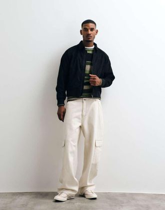 Blend bomber jacket con zip e colletto in nero