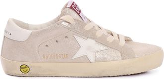 Golden Goose Super Star Tomaia In Camoscio Laminato Stella E Tallone In Pelle