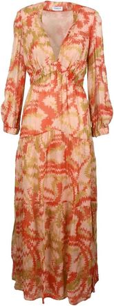 Dondup Long Dress Orange/Pink Viscose