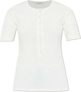 Christophe Lemaire White Round Neck Ribbed T-Shirt