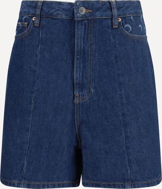 Marine Serre Shorts a vita alta in denim Woman 36