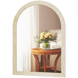 HOMCOM Homcom Specchio Moderno Ad Arco Con Bordo Scanalato 60x2x90 Cm Beige